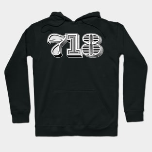 “typo-GRAPHIC-all” 718 Area Code (B&W) Hoodie